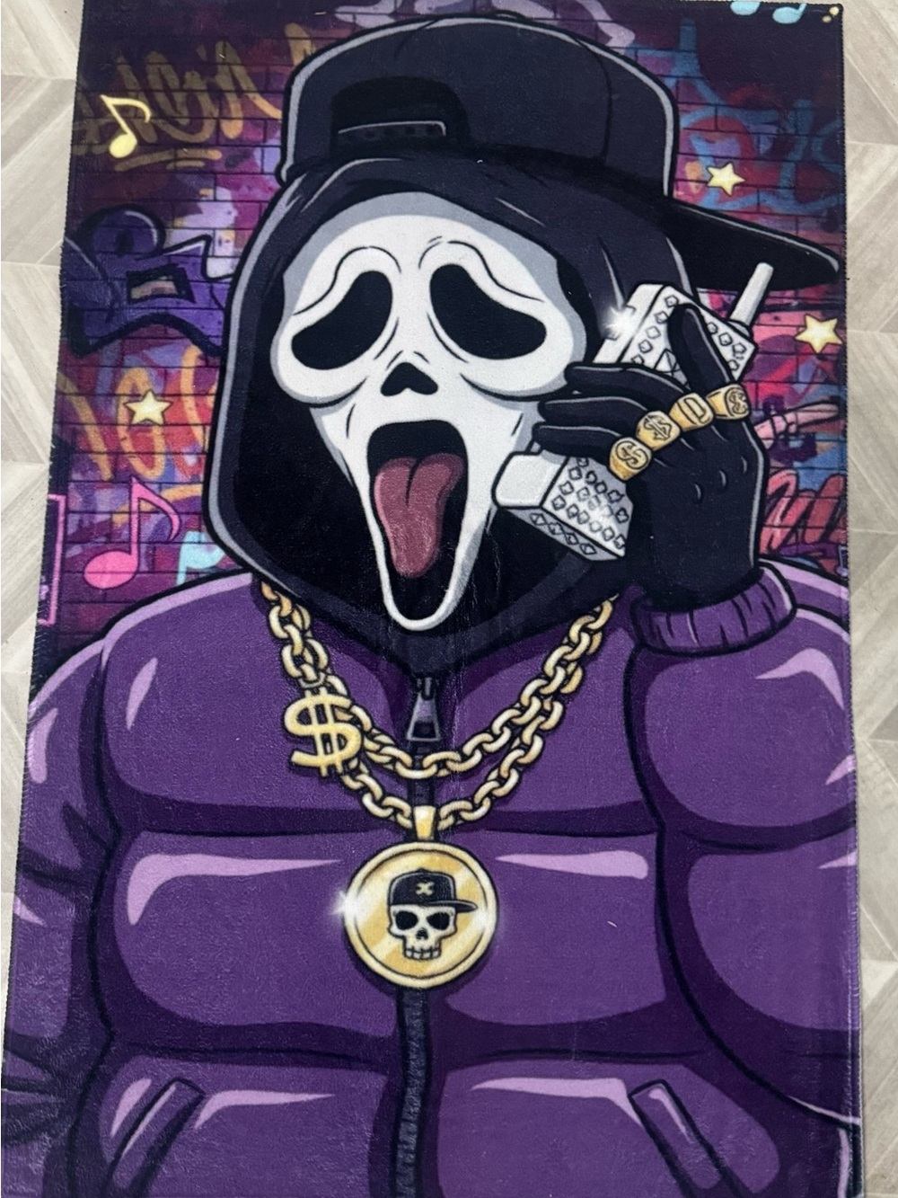 Graffiti Ghost Face Graphic Rug/Wall Decor 36x24 IN. NEW